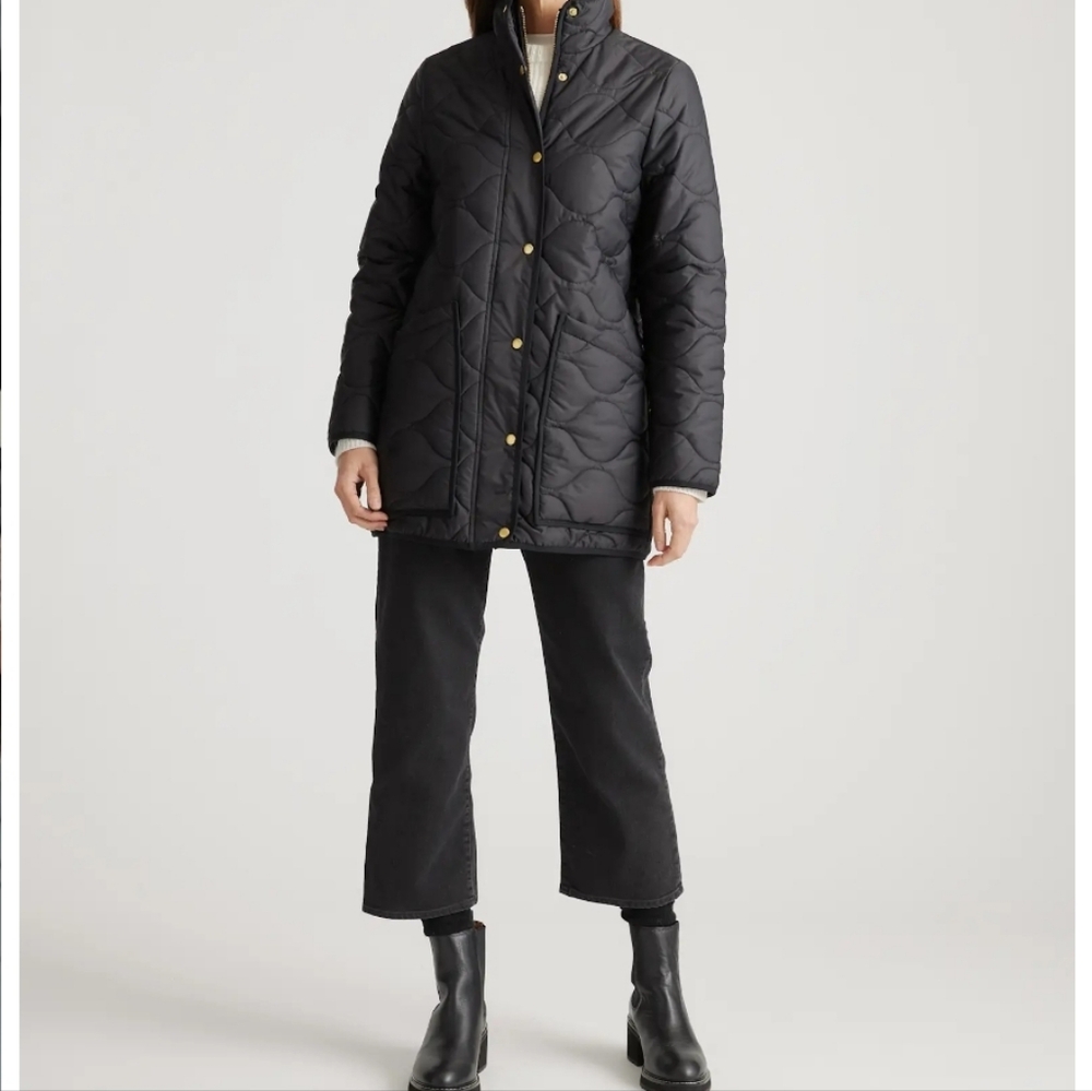 Quince Featherless Quilted Long Puffer Jacket - black - Picture 6 of 16